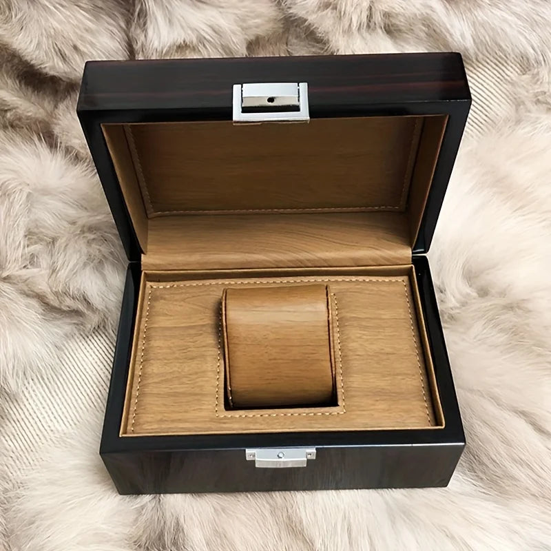 Boîte Montre Bois Laqué Cuir Doublure