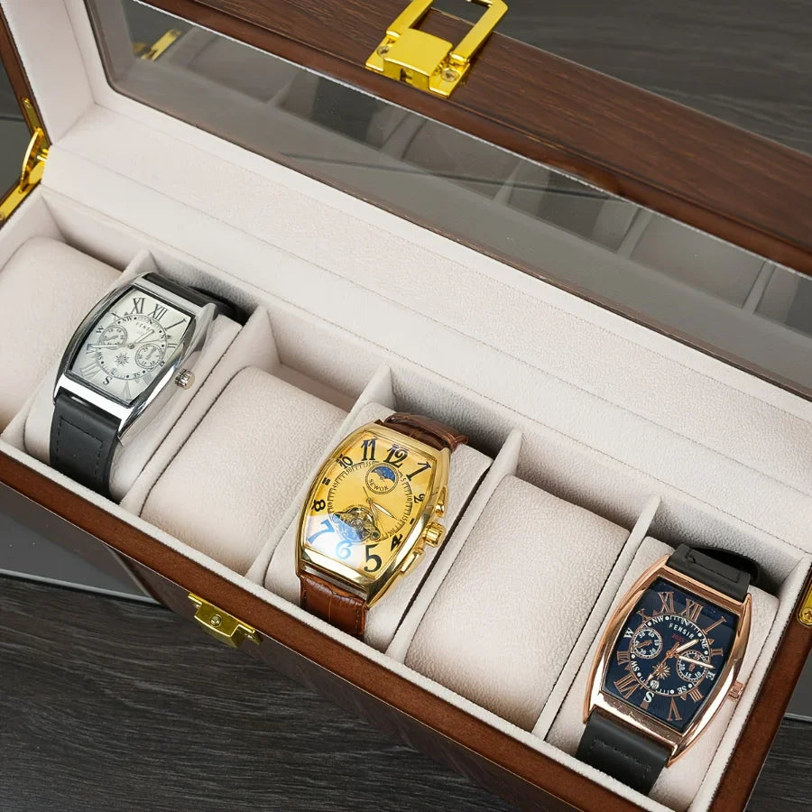 Boîte Montres Bois Laqué 6 à 12 Emplacements Coffret