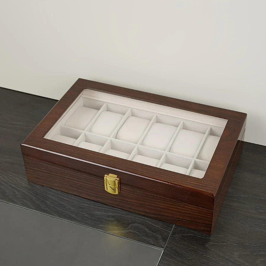 Boîte Montres Bois Laqué 6 à 12 Emplacements Coffret