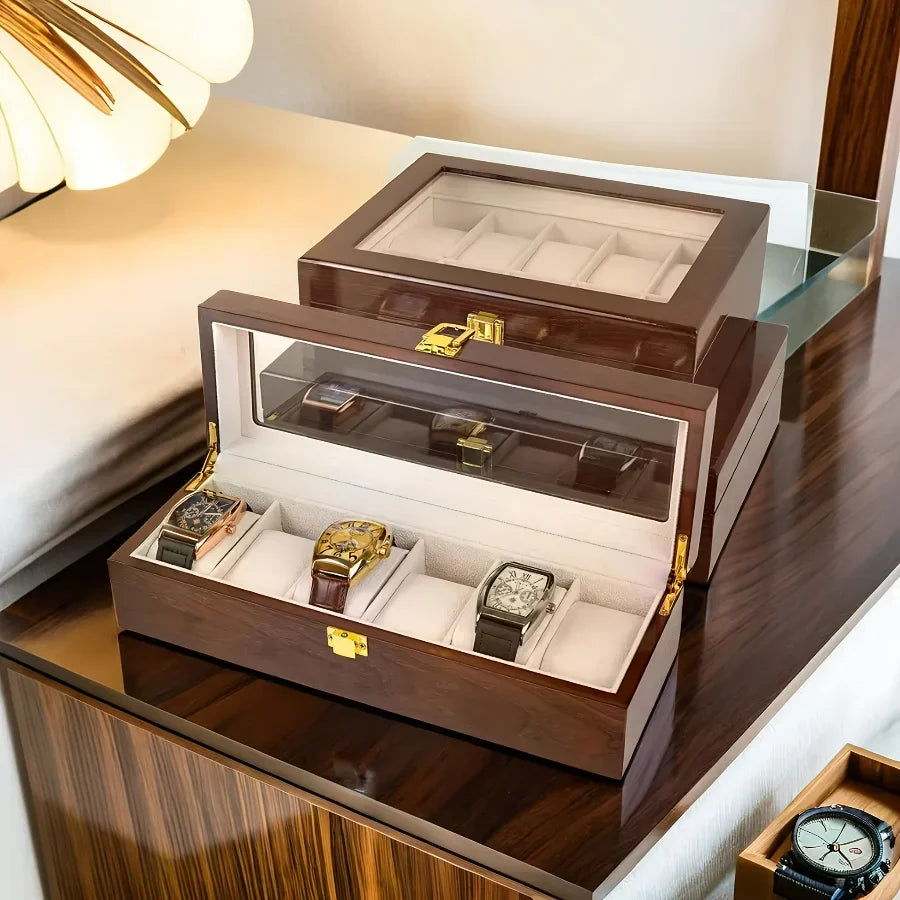Boîte Montres Bois Laqué 6 à 12 Emplacements Coffret