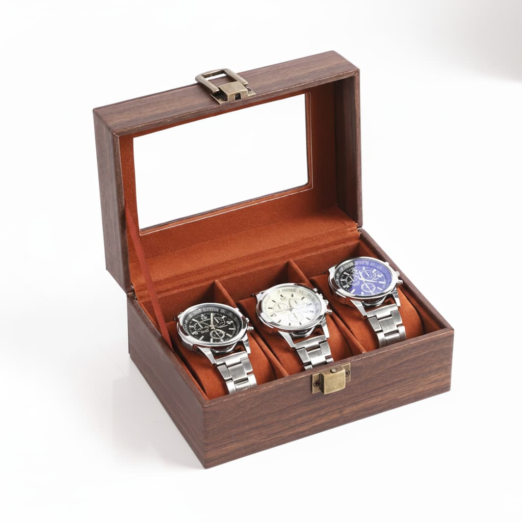 Boîte Montre Cuir Effet Bois 3 6 10 12 Places