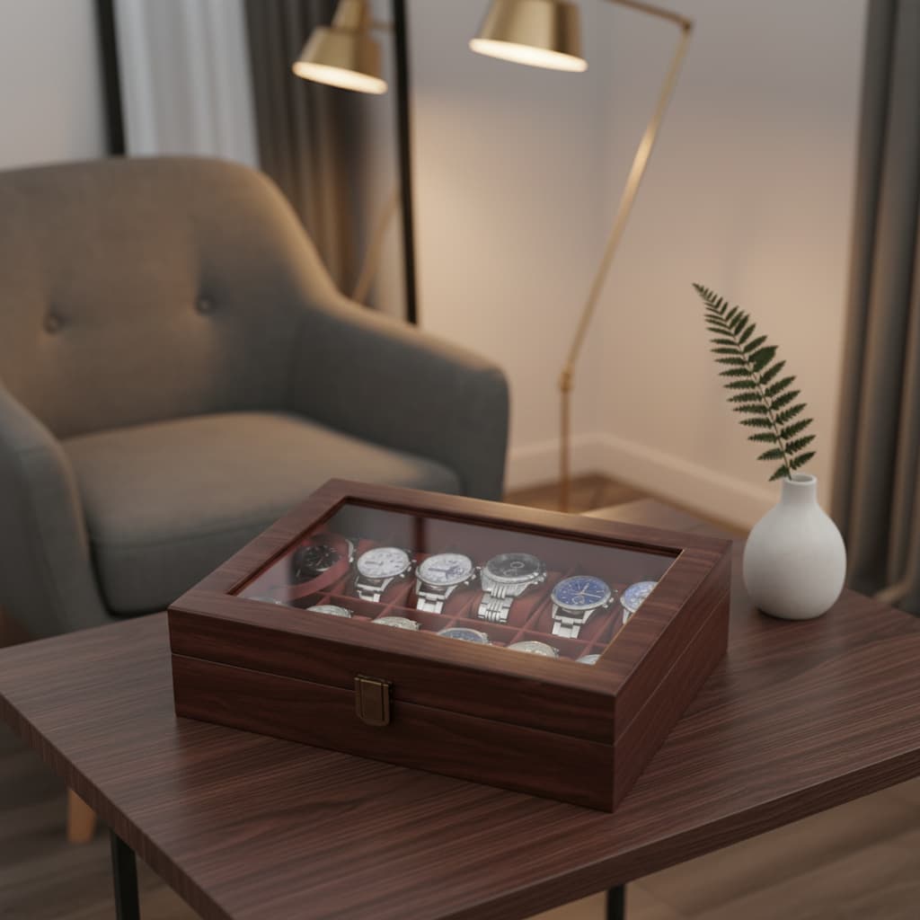 Boîte Montre Cuir Effet Bois 3 6 10 12 Places