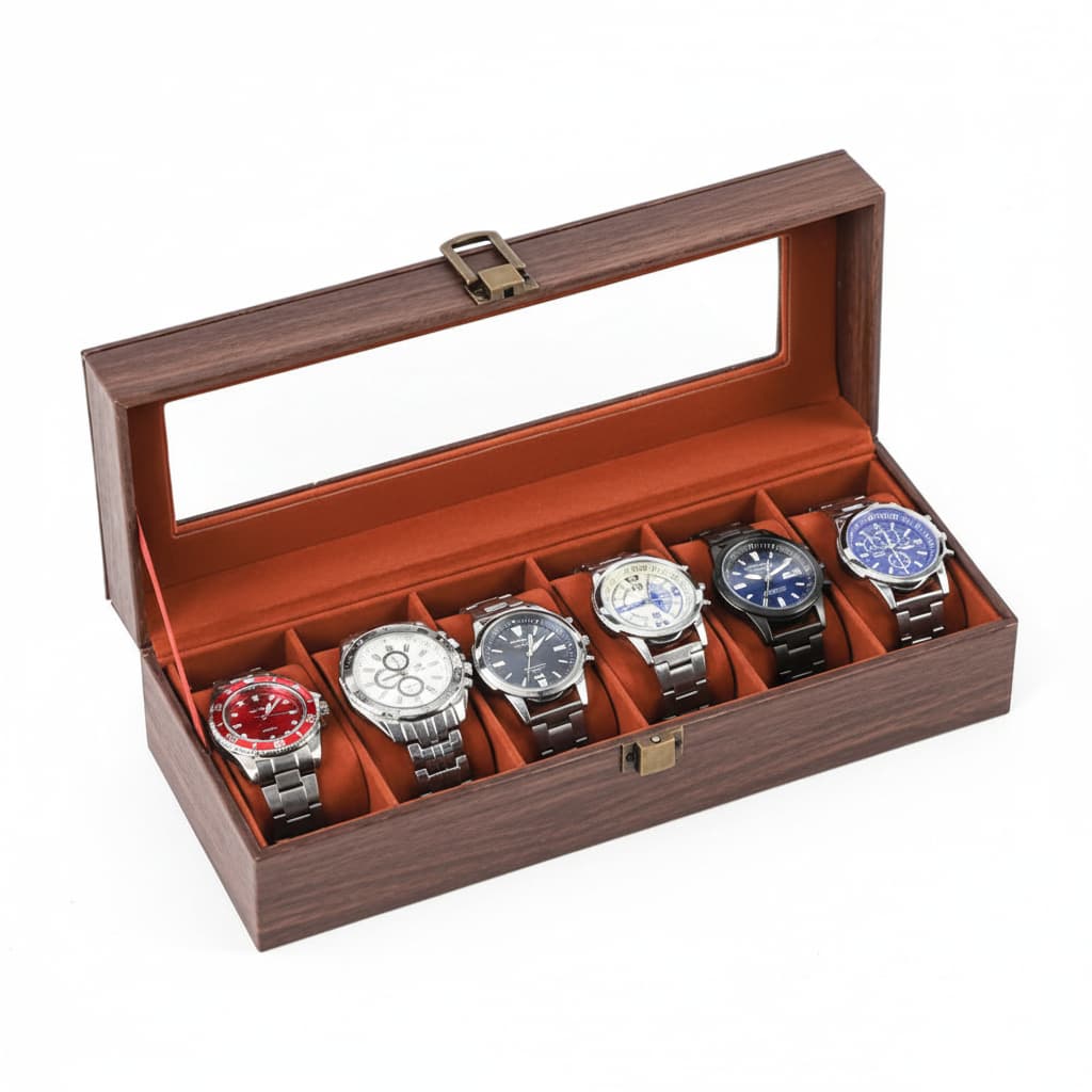 Boîte Montre Cuir Effet Bois 3 6 10 12 Places