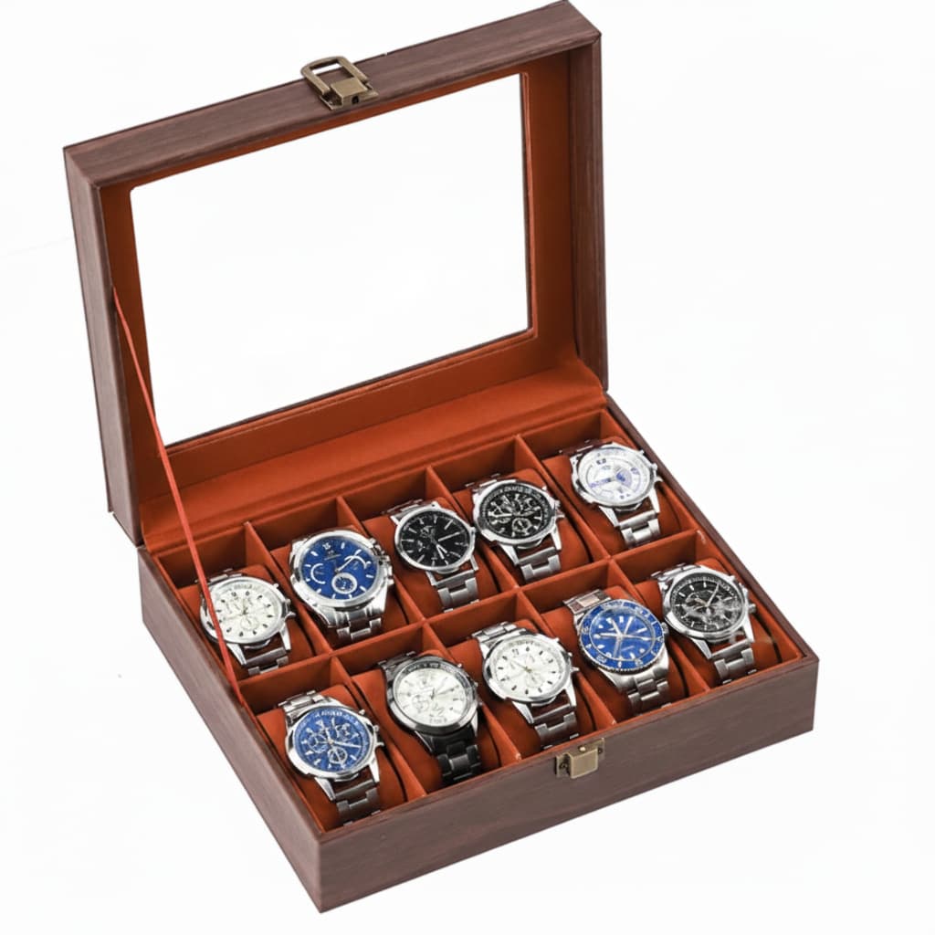 Boîte Montre Cuir Effet Bois 3 6 10 12 Places