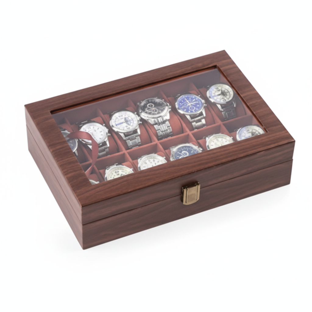 Boîte Montre Cuir Effet Bois 3 6 10 12 Places