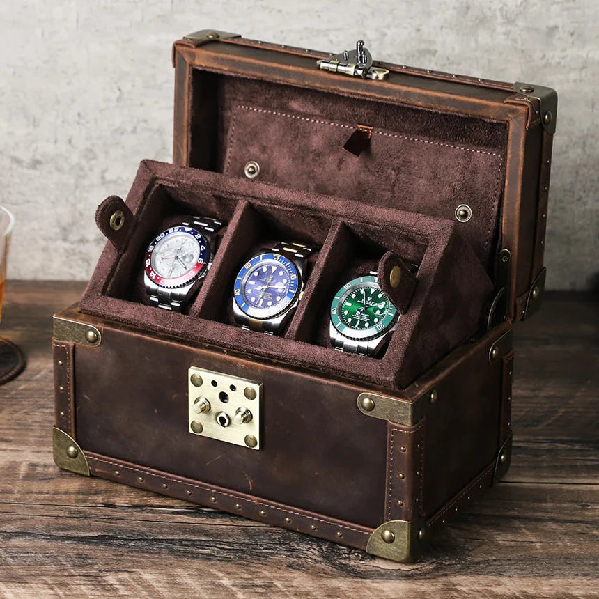 Boîte Montre Cuir Vintage 2 à 10 Places
