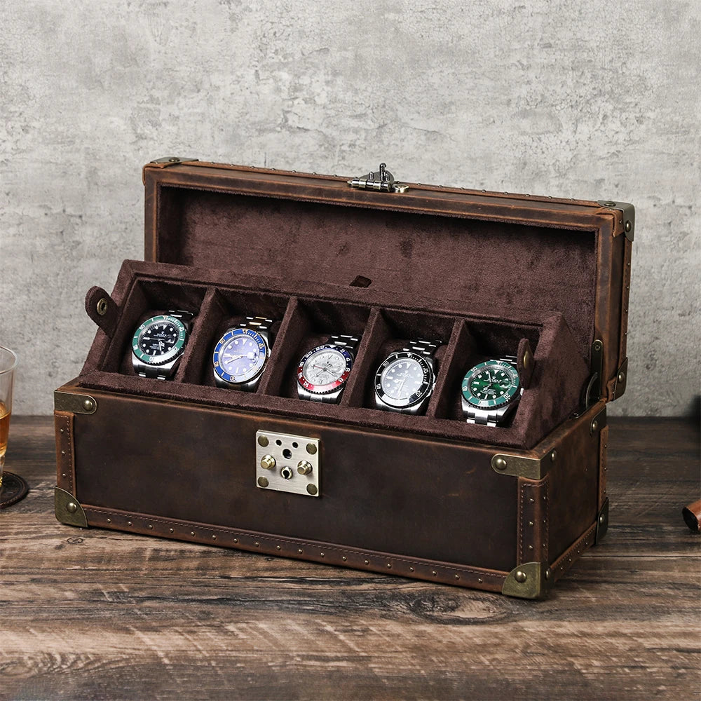 Boîte Montre Cuir Vintage 2 à 10 Places