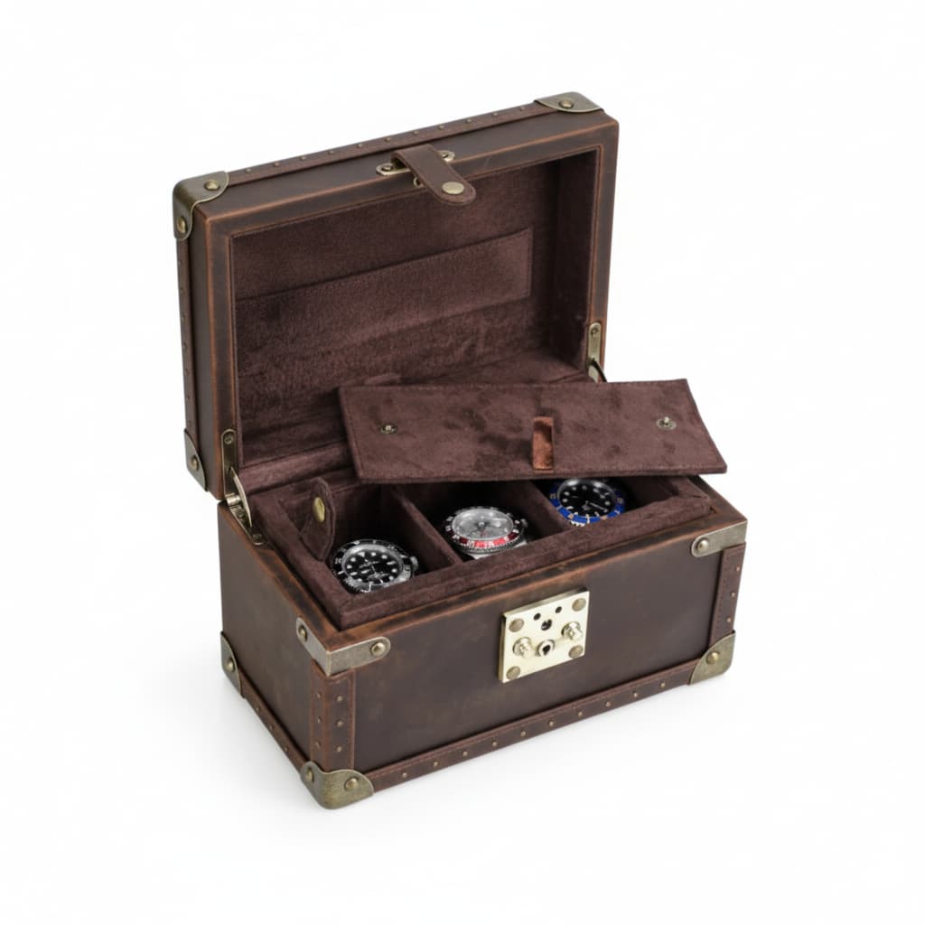 Boîte Montre Cuir Vintage 2 à 10 Places