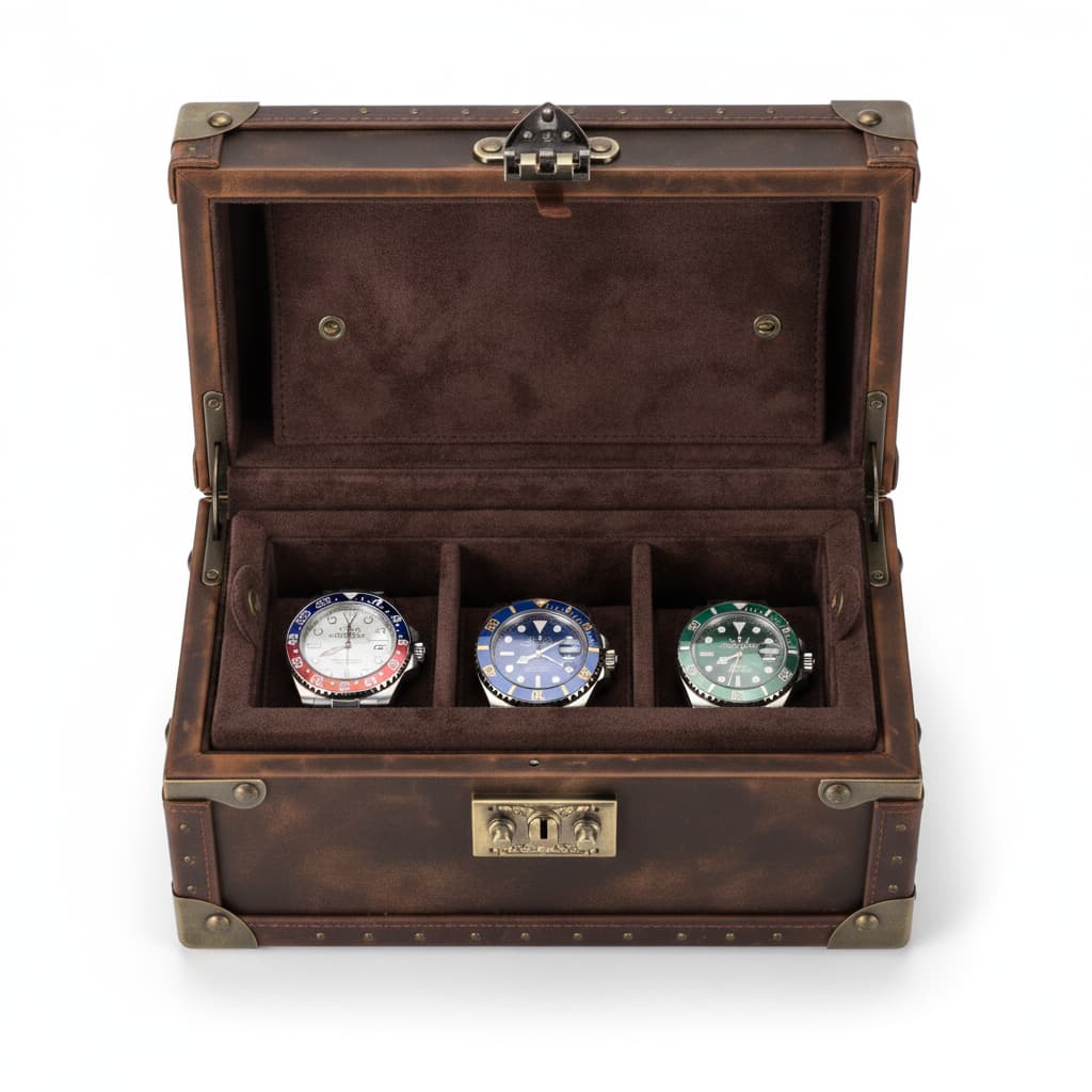 Boîte Montre Cuir Vintage 2 à 10 Places