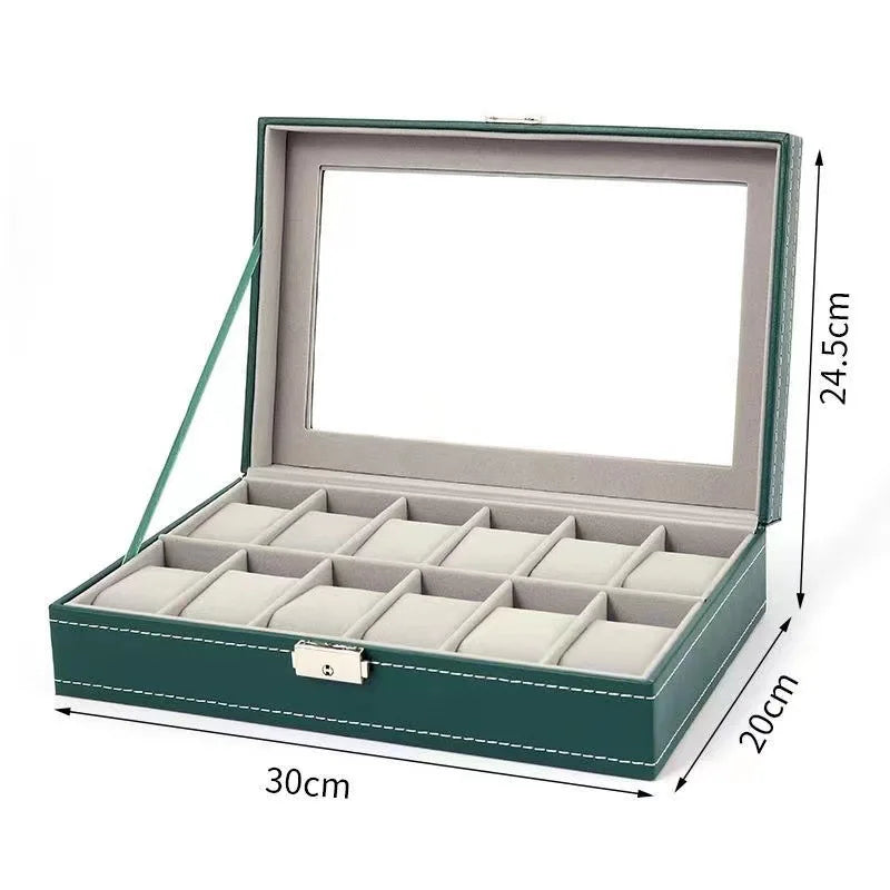 Coffret Montre Cuir Vert 6 10 12 Serrure