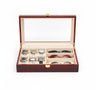 Boîte Bois Vitrine Montres Lunettes Cuir Rouge