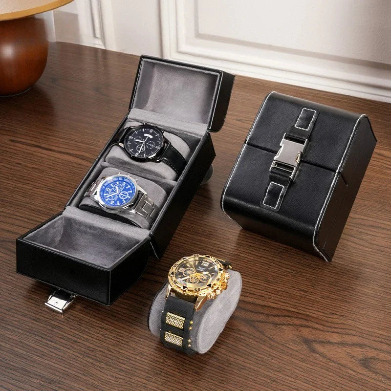 Boîte Montre Velours Noir 2 Emplacements