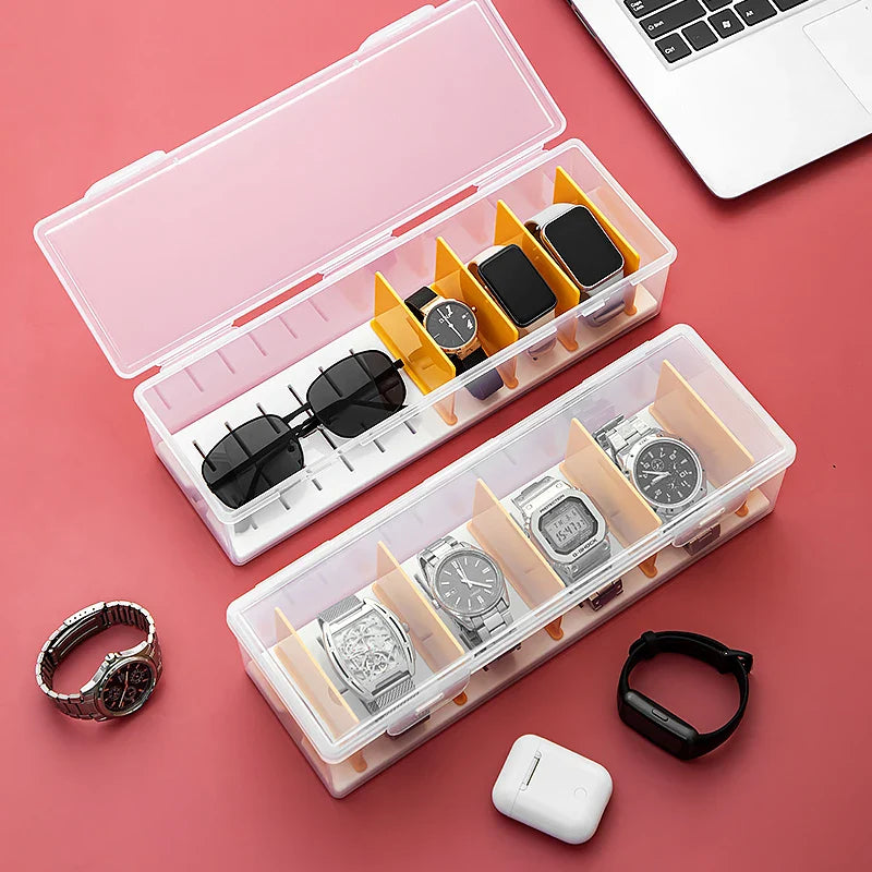 Boîte Montres Plastique Transparent Portable Compact