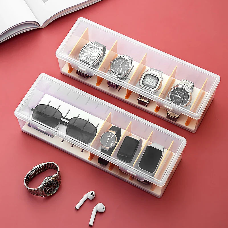Boîte Montres Plastique Transparent Portable Compact