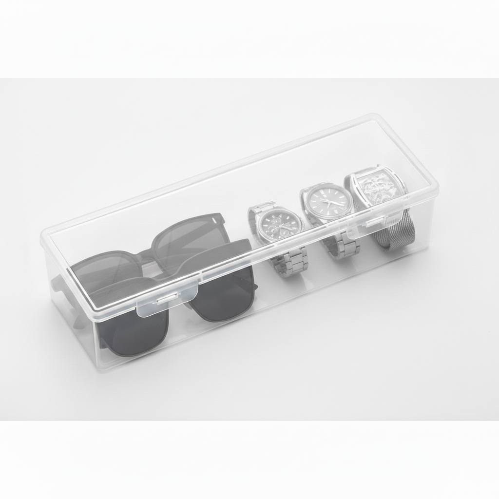 Boîte Montres Plastique Transparent Portable Compact