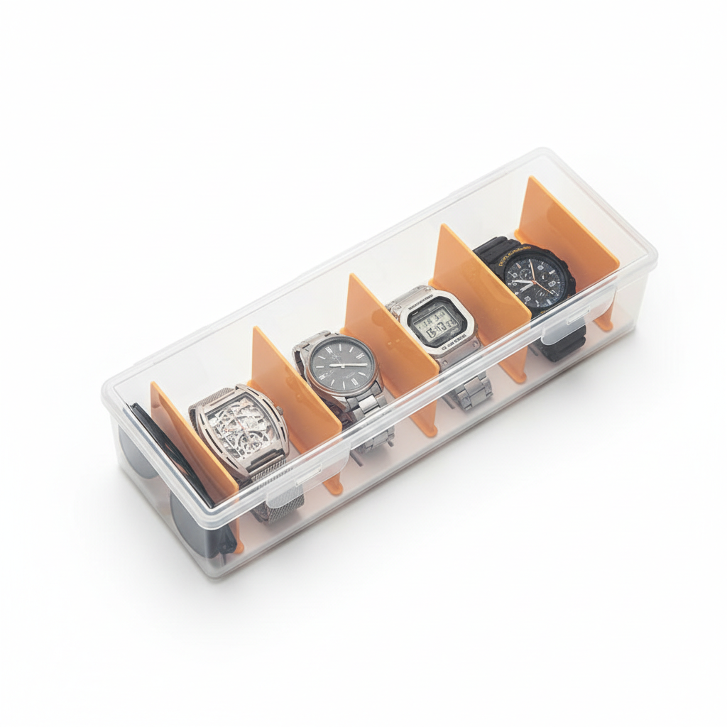 Boîte Montres Plastique Transparent Portable Compact