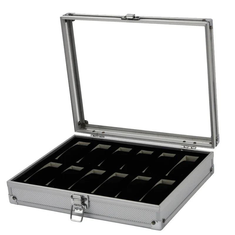 Boîte Montres Métal Aluminium 24 Emplacements Suédine