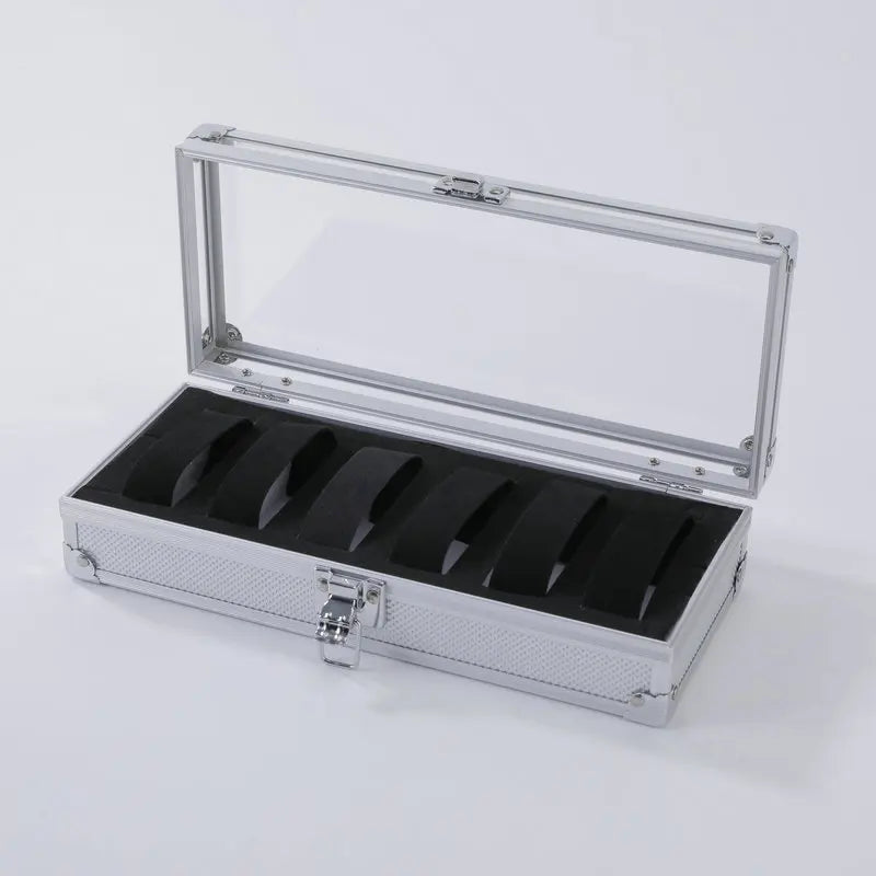Boîte Montres Métal Aluminium 24 Emplacements Suédine