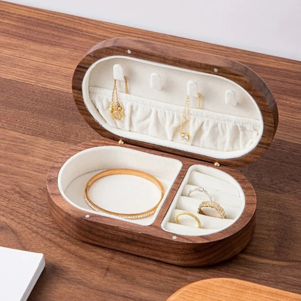 Boîte à Bijoux Bois Massif Voyage Compacte