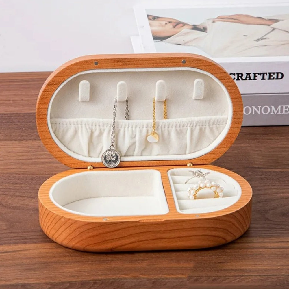 Boîte à Bijoux Bois Massif Voyage Compacte