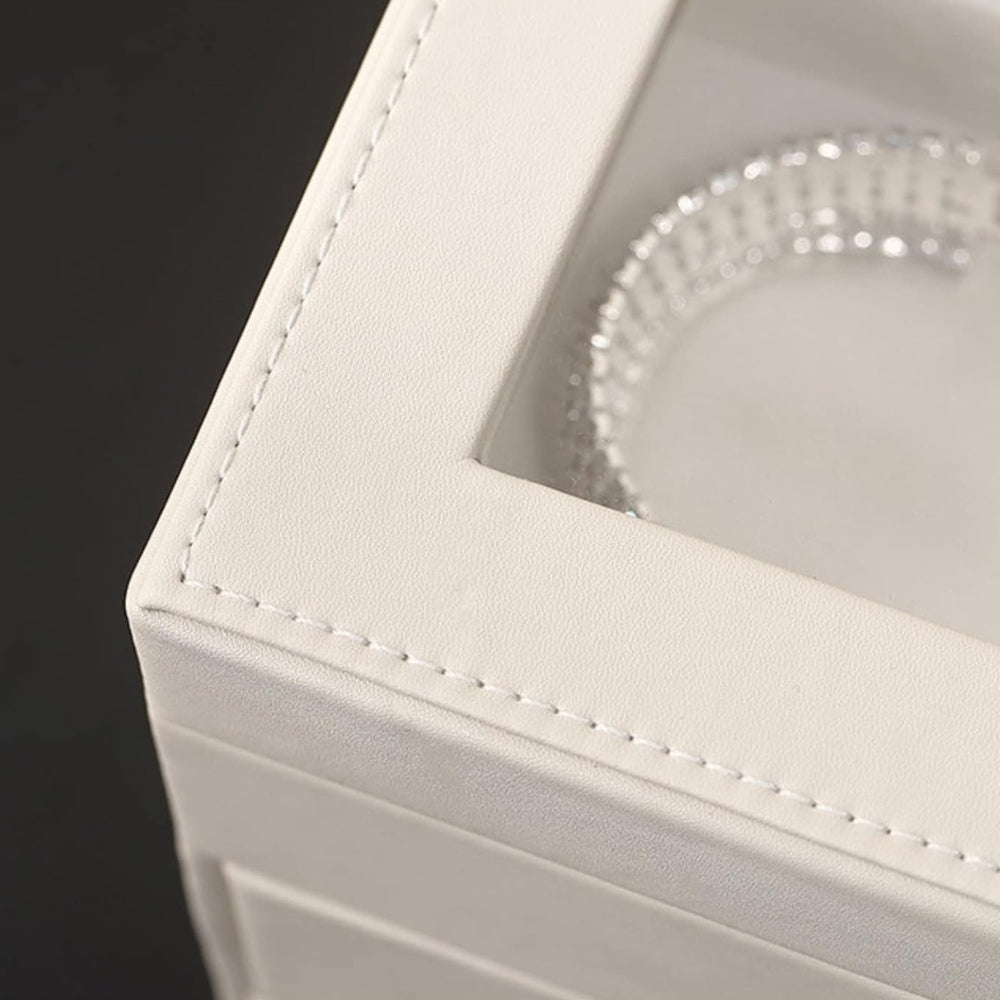 Boîte Bijoux Cuir 2 Tiroirs Velours