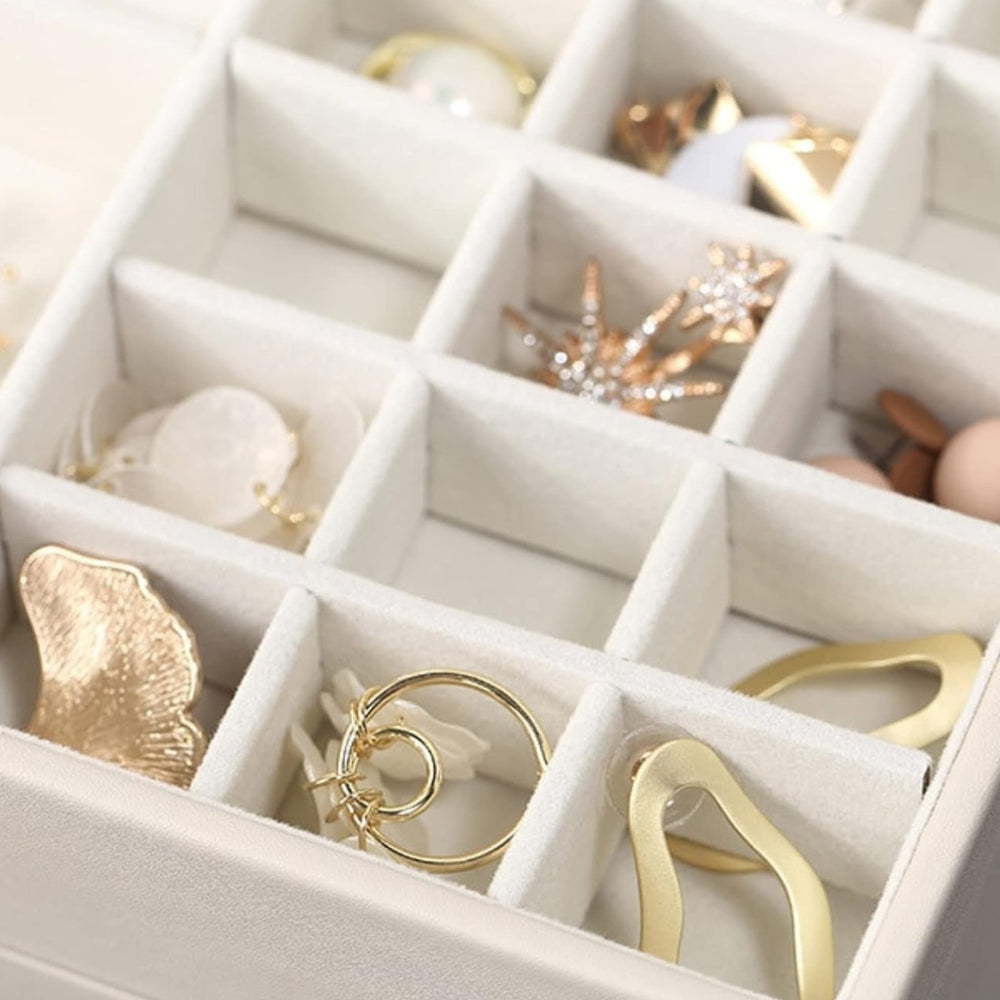 Boîte Bijoux Cuir 2 Tiroirs Velours