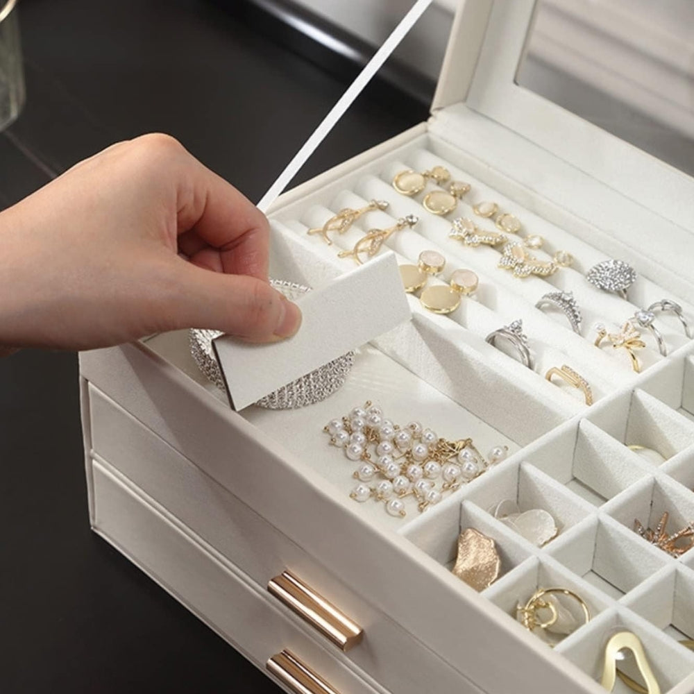 Boîte Bijoux Cuir 2 Tiroirs Velours