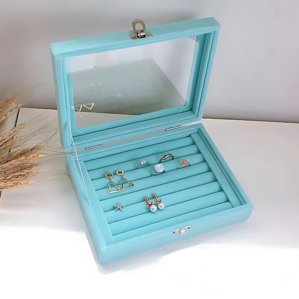 Boîte Bagues Velours Cuir Plateau Compact