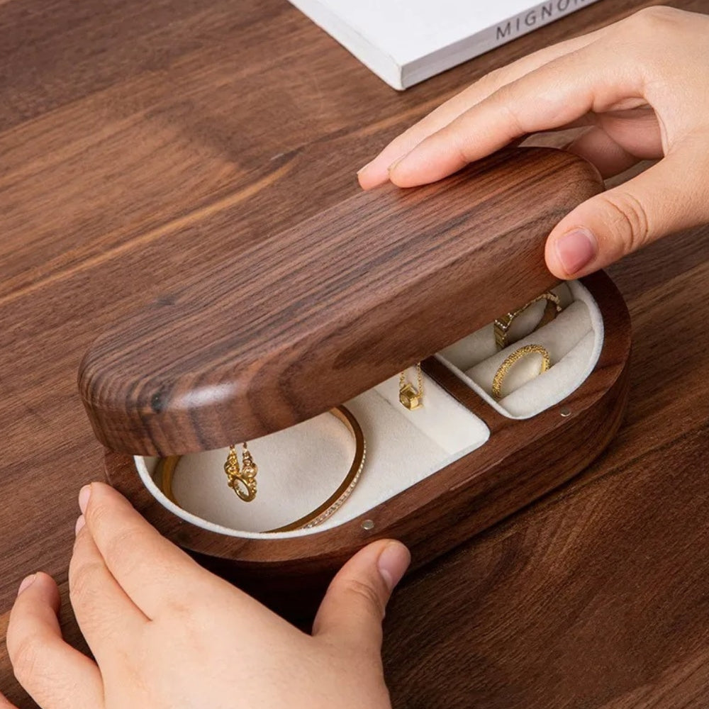 Boîte à Bijoux Bois Massif Voyage Compacte