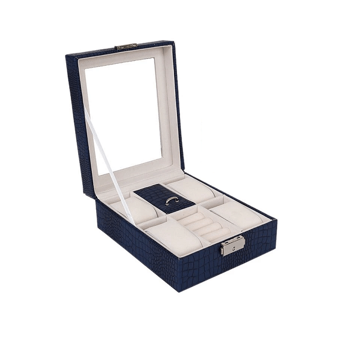 Coffret Montre Simili Cuir Crocodile 4 Places