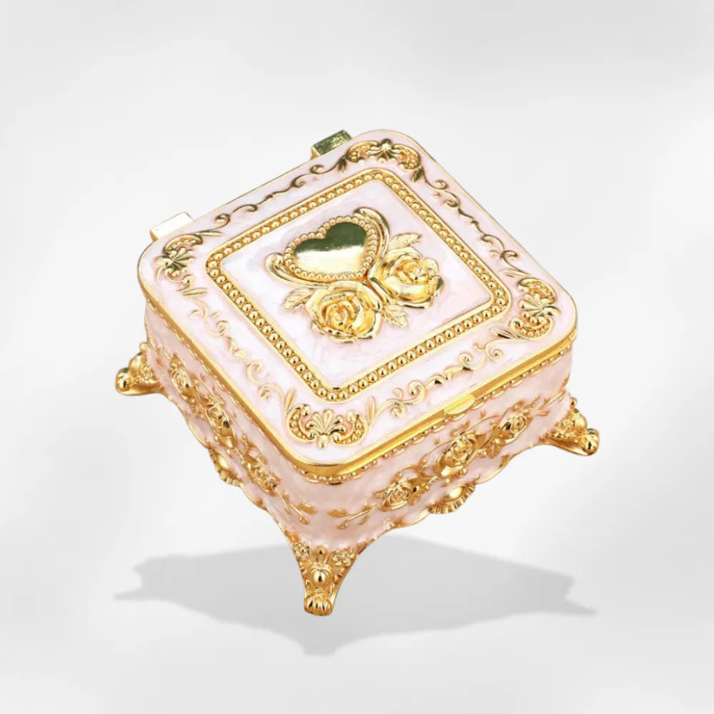 Boîte Bijoux Métal Ancienne Coffret Laiton Rouge