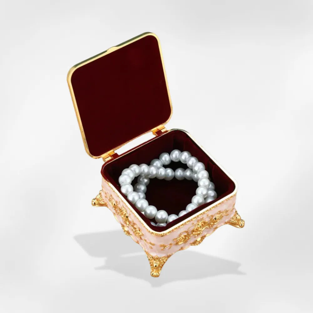 Boîte Bijoux Métal Ancienne Coffret Laiton Rouge
