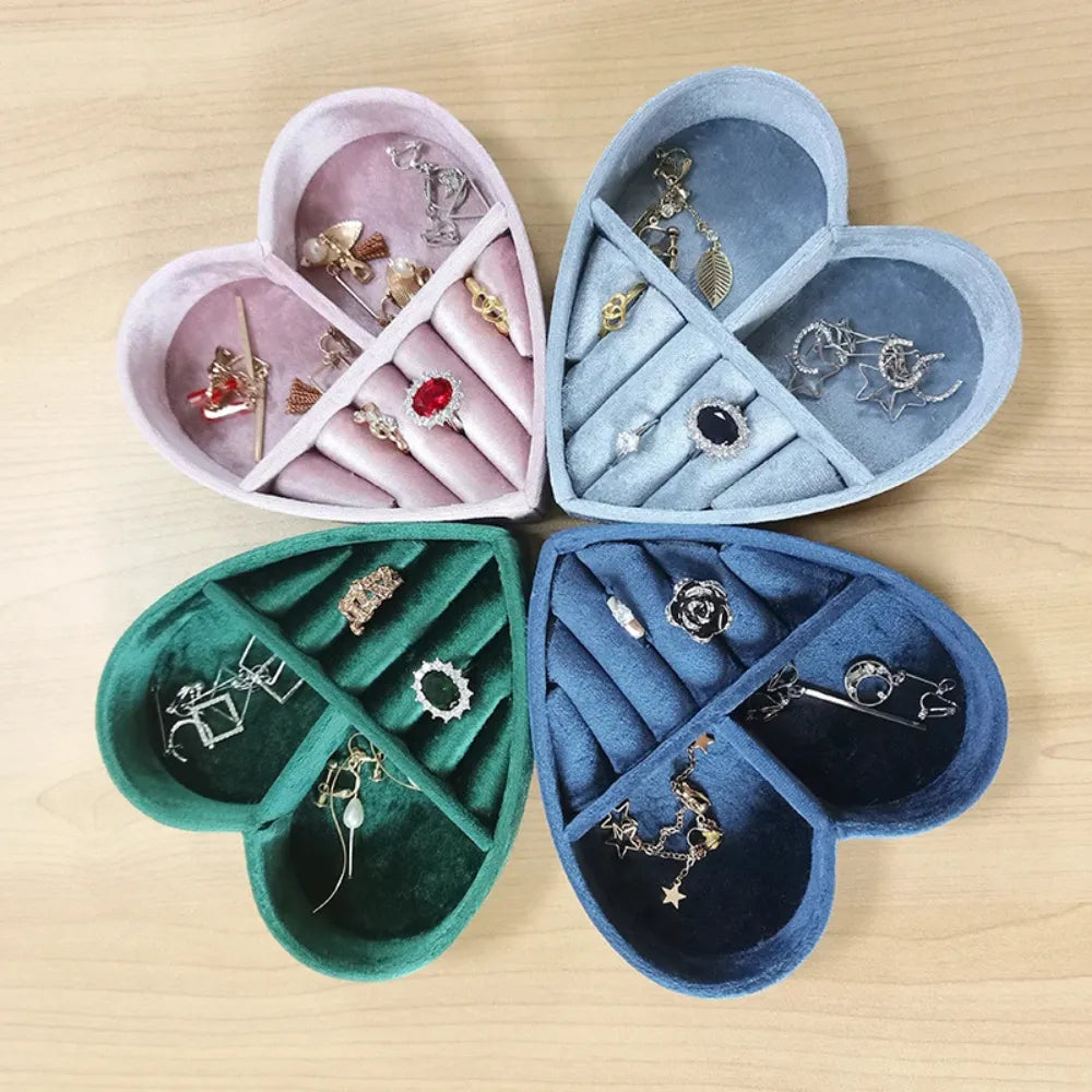 Boîte Bijoux Cœur Rose Velours Fille Jeune