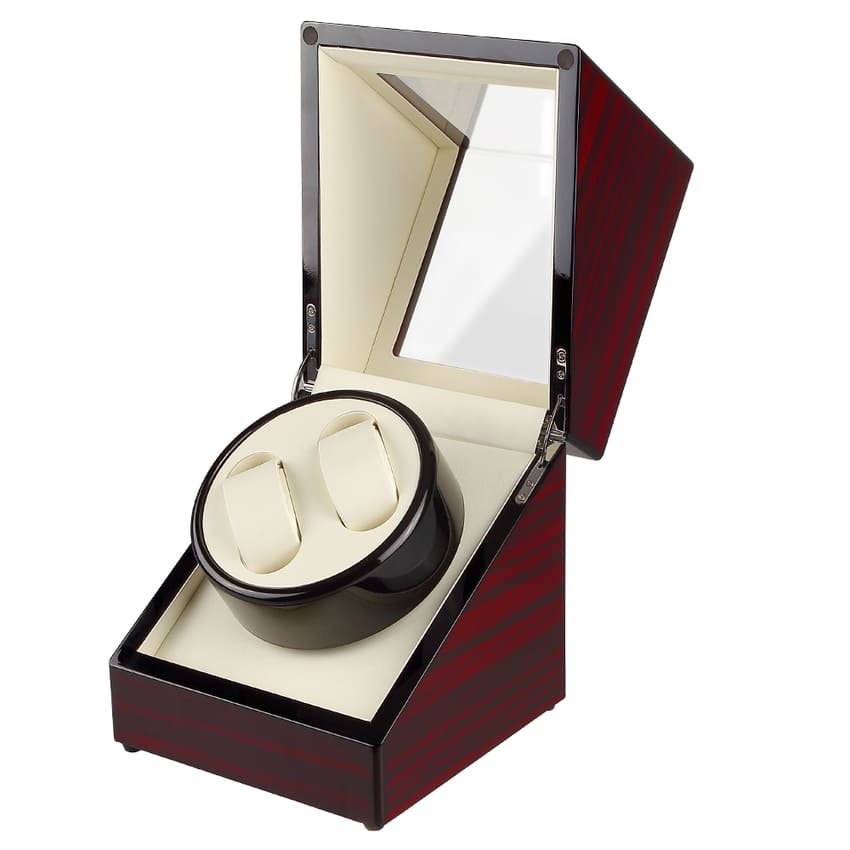 Remontoir Montre Bois Rouge 2 Slots Silencieux