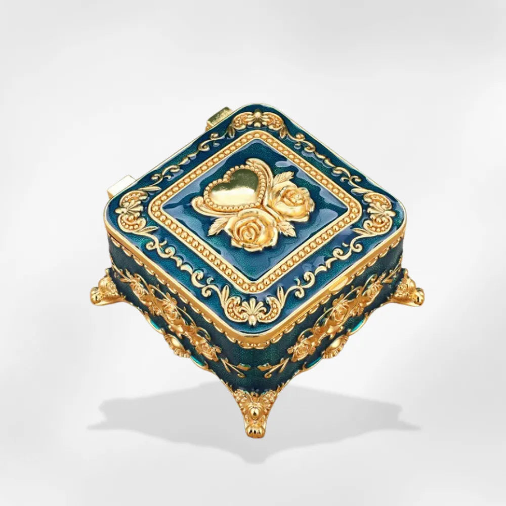 Boîte Bijoux Métal Ancienne Coffret Laiton Rouge