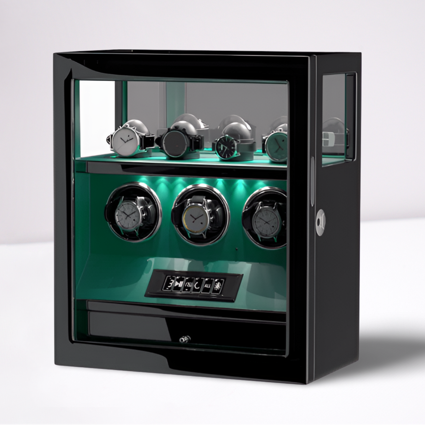 Coffre Fort Montre Cuir Vert Souverain 3 Places Biométrique