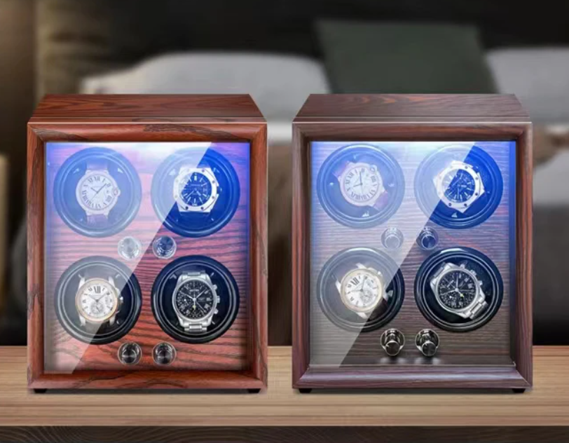 Remontoir Montre Automatique Bois Massif LED Vitrine