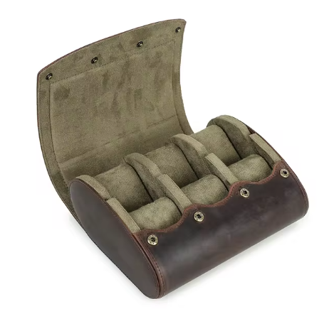 Mallette Montre Cuir Marron 6 Places Voyage Magnétique