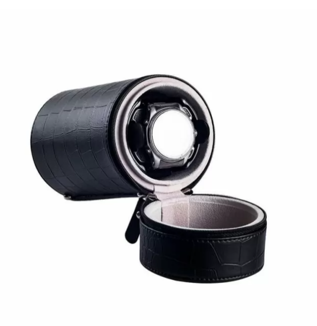 Étui Montre Cuir Noir Voyageur Portable