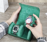 Étui Montre Cuir Vert Émeraude Duo Voyage