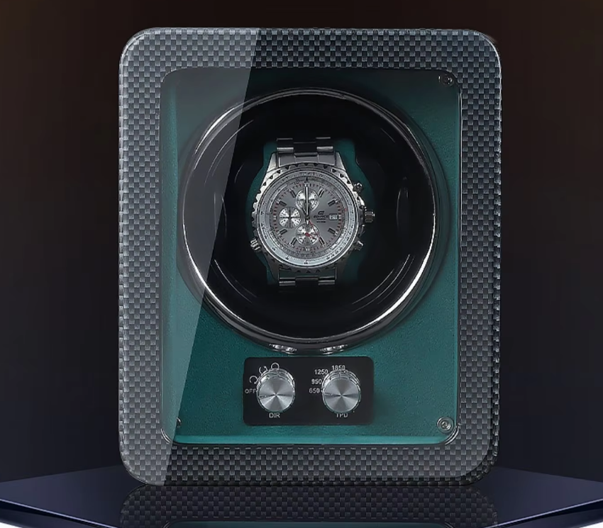 Remontoir Velours Vert Sapin Montre Automatique Luxe
