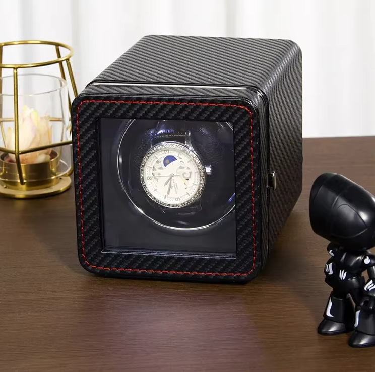 Remontoir Montre Automatique Cuir Noir Premium