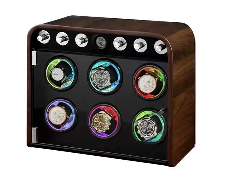 Remontoir Montre Bois Marron Vintage 6 Places
