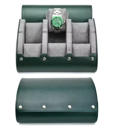 Étui Montre Cuir Vert Souverain 3 ou 6 Places