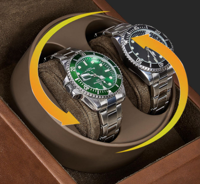 Remontoir Montre Cuir Noir Duo Mabuchi