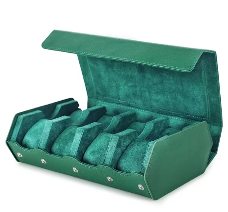 Étui Montre Cuir Vert 8 Emplacements