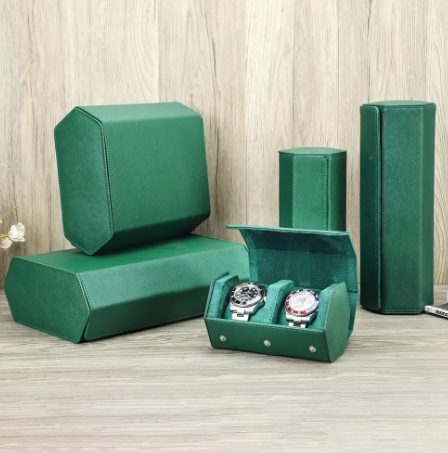 Étui Montre Cuir Vert 8 Emplacements