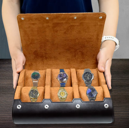 Étui Montre Cuir Noir 6 Places Nomadica