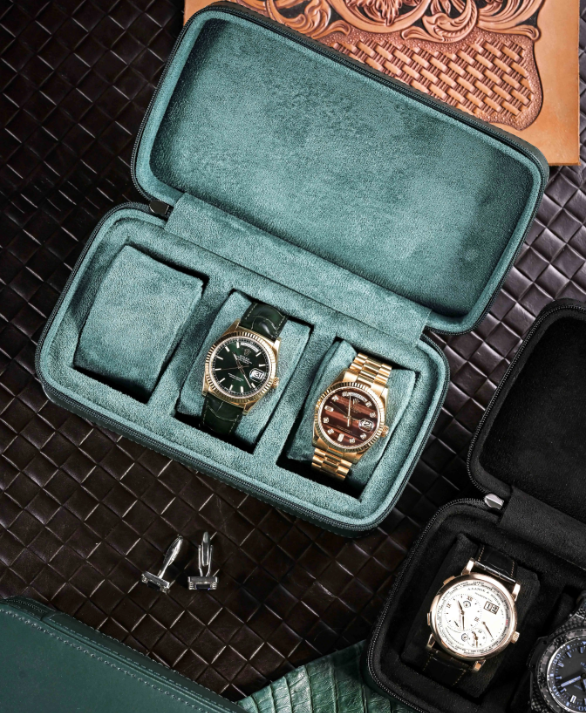 Étui Montre Cuir Signature 3 Places Voyage