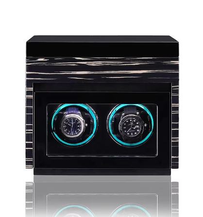 Coffret Remontoir Montres Bois 6 Places Noir